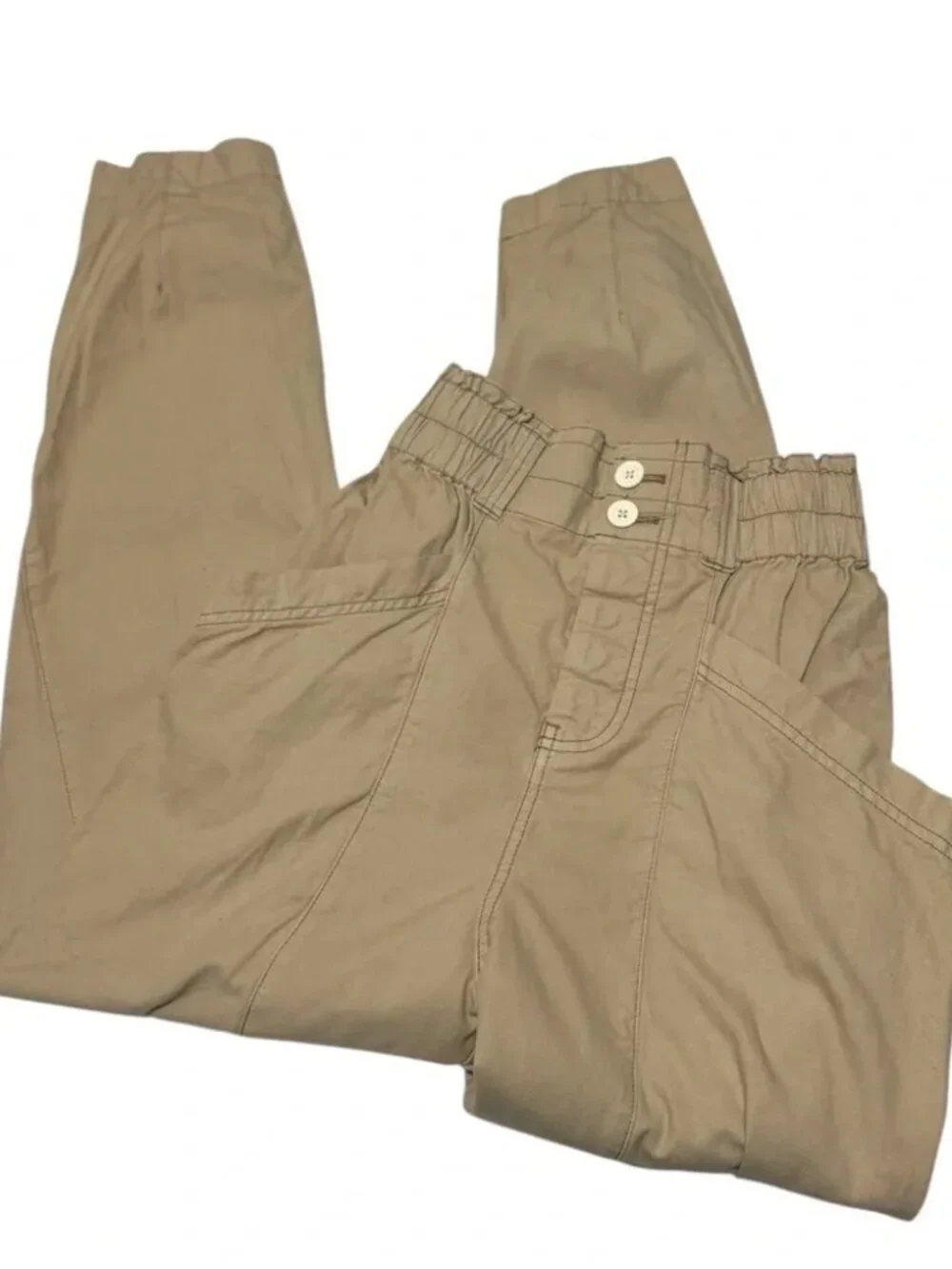 Free People Women’s Ready to Run Cinch-Waist Pants OB1235398 Parchment Size XS - Picture 4 of 8